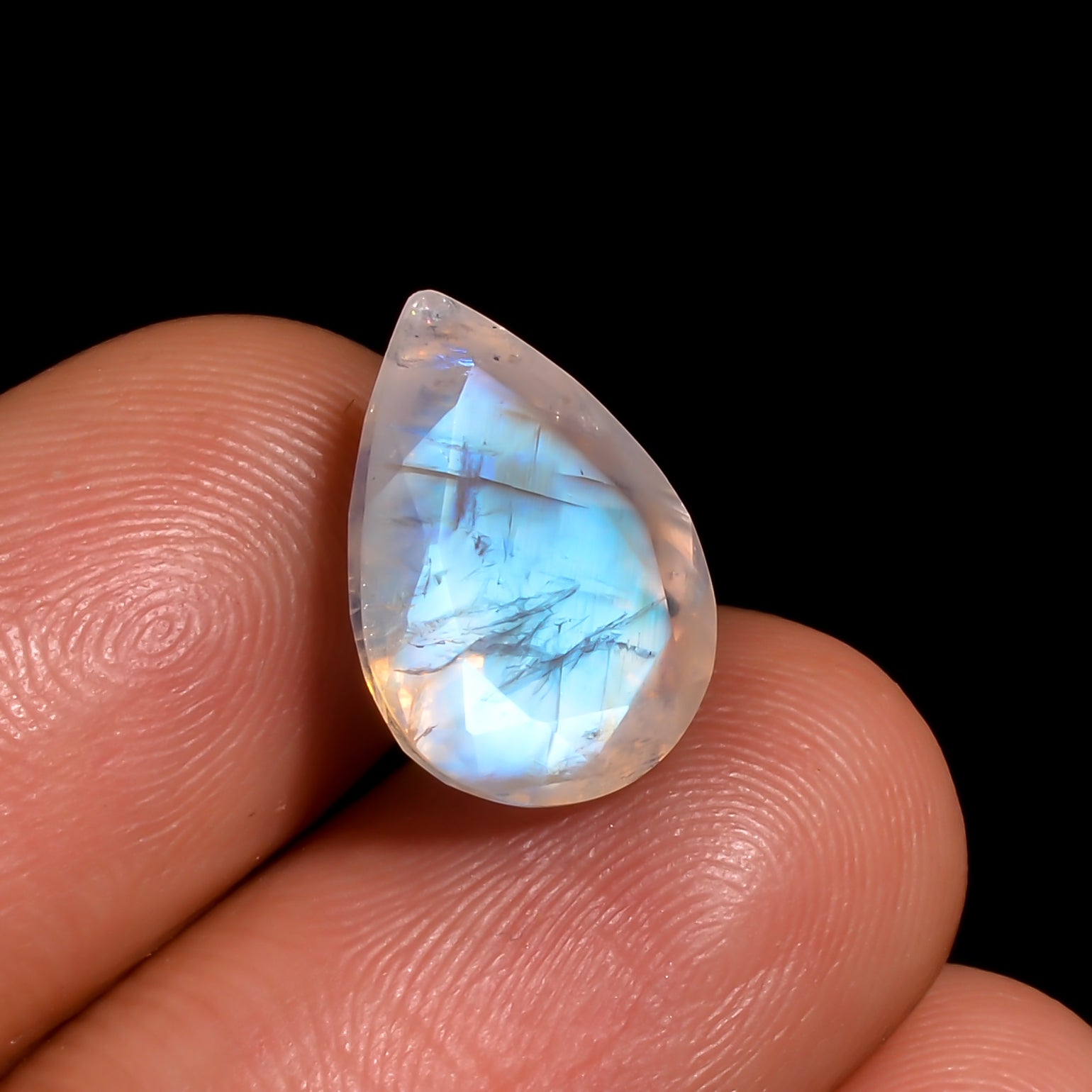 cosmic aura moonstone pear shape cut stone loose gemstone